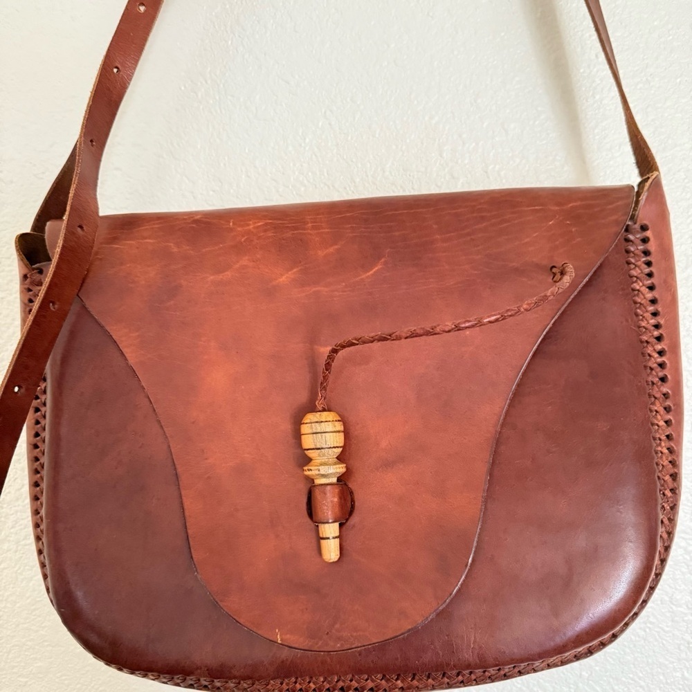 Leather satchel bag - Picture 3 of 10